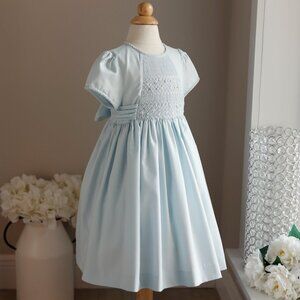 Blue Smocked Dress Hand Embroidery Luli & Me Boutique GORGEOUS NWT Size 4
